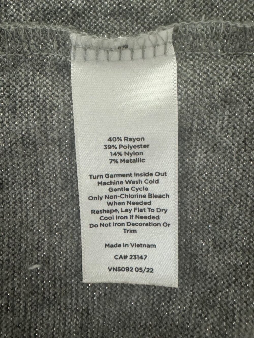 Talbots Tie Back Smocked Top Gray‎ Silver Shimmer Metallic Knit Size XL Shirt - Picture 10 of 10